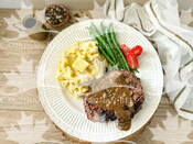 Grilled Steak with Peppercorn sauce by Maddie & Kiki