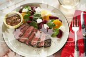 Grilled Coulis-Marinated Steak (Inside Round Medallions)