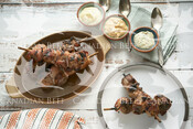 Grilled Beef and Bacon Skewers with Dip Trio (Top Sirloin)