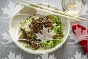 Korean-Style Noodle Bowl with Fast-Fry Steak Strips 