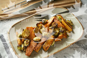Maple-Glazed Sweet Potatoes and Brussels Sprouts