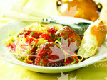 Spaghetti With Tomato Sauce and Grand Cheese Stuffed Beef Meatballs